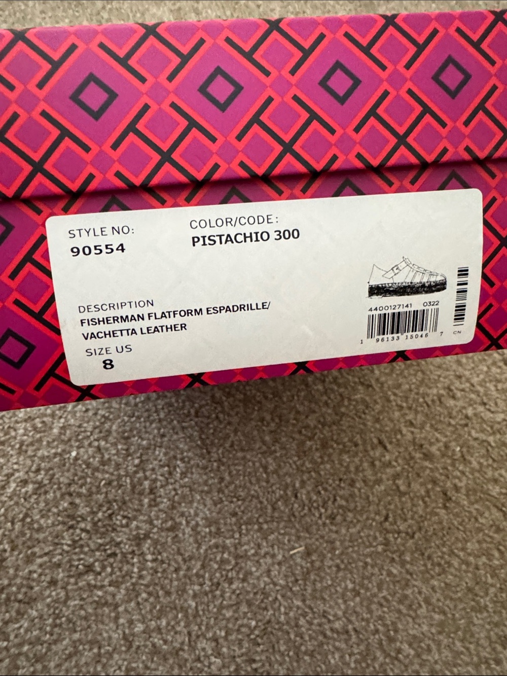 NEW Tory Burch Fisherman Flatform Espadrilles, size 8 - Picture 6 of 6
